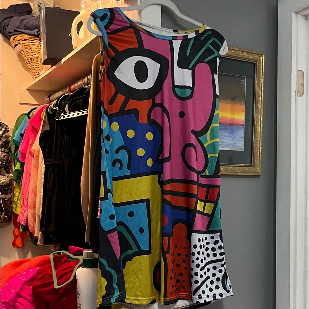 Colorful Abstract Graphic Sleeveless Dress